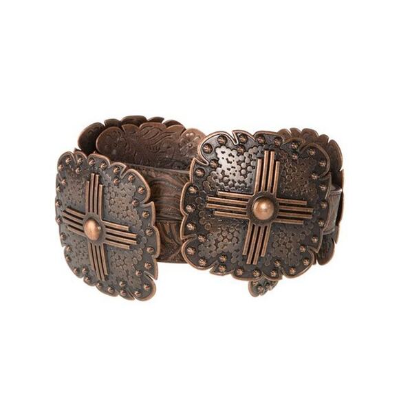 Angel Ranch Womens Sz Large Concho Belt Brown Leather Copper Tone Western NWT - Picture 1 of 6